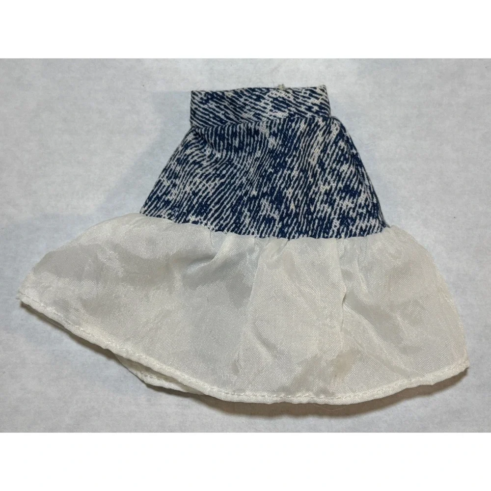 Vintage 80s Barbie Clone Fashion Doll White/Denim Skirt Shirt Outfit Set BB15-20